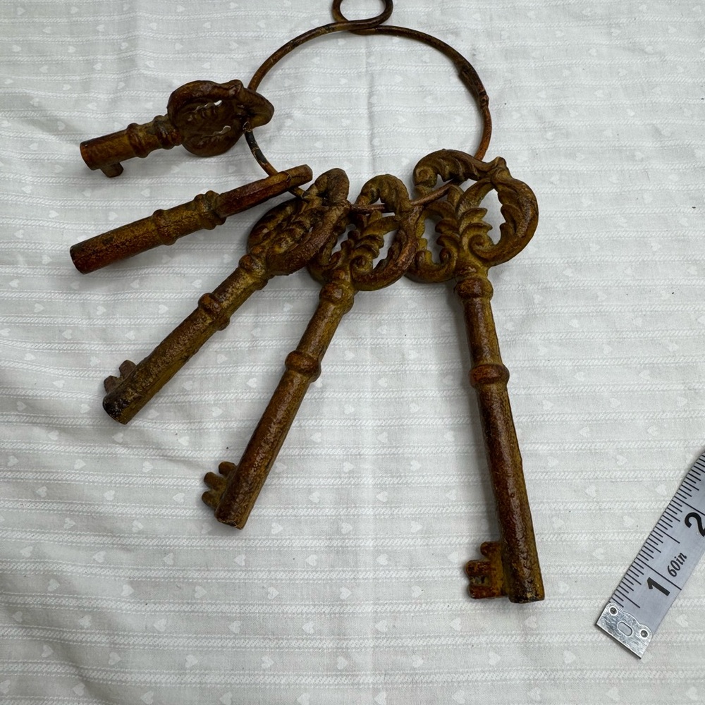 Rustic keys Wall Decor 5 Key Set rustic brass multi tone